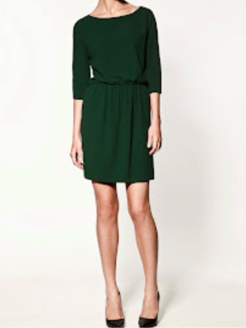 Zara Cold Shoulder Emerald Dark Green Shoulder Slit Dress